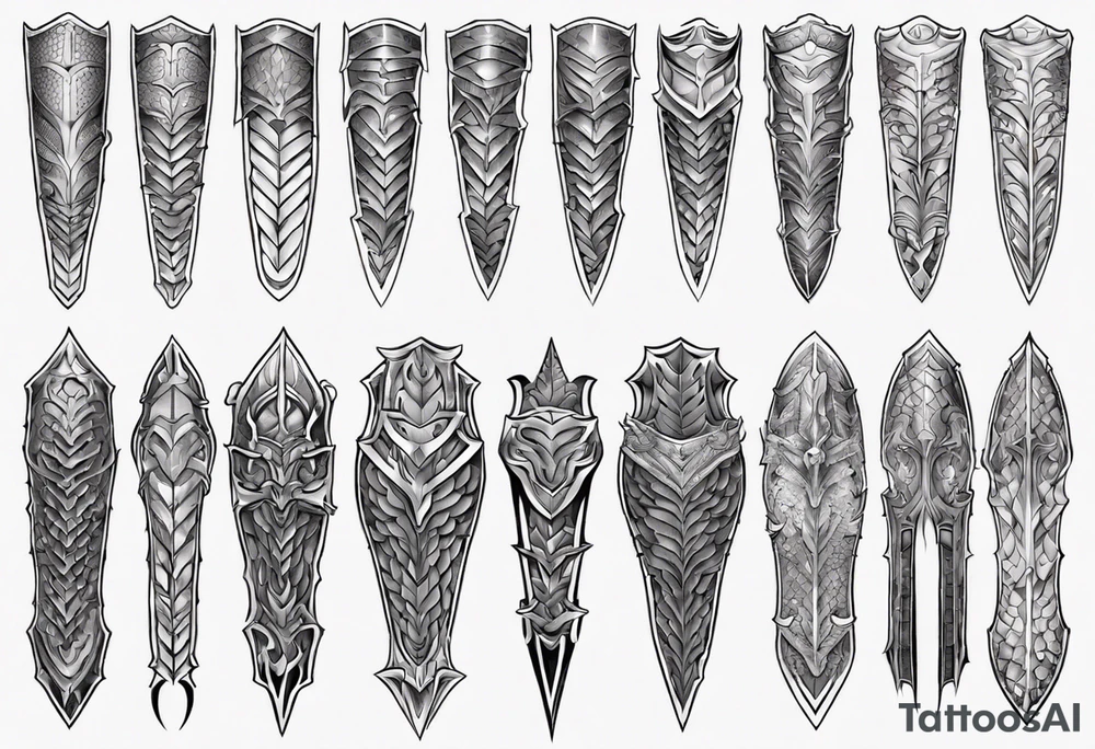 Dragonscale Leg armor symmetrical tattoo idea