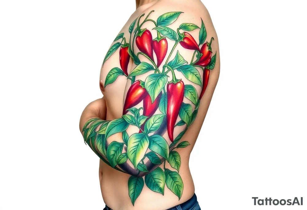 Super hot pepper plants tattoo idea