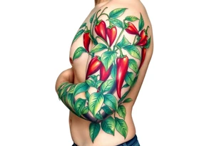 Super hot pepper plants tattoo idea
