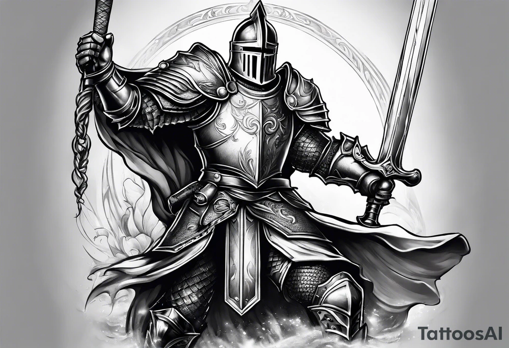 muscular knight tattoo idea