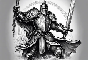 muscular knight tattoo idea