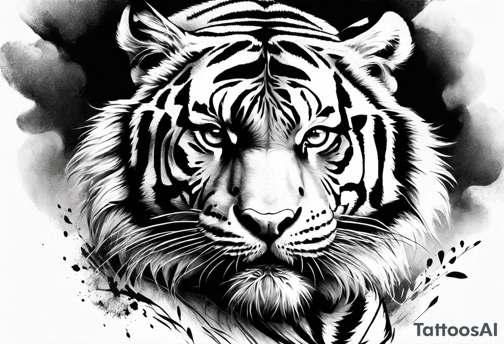 powerful mysterious tiger, close up tattoo idea
