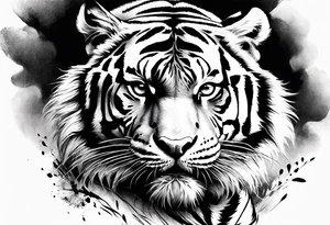 powerful mysterious tiger, close up tattoo idea