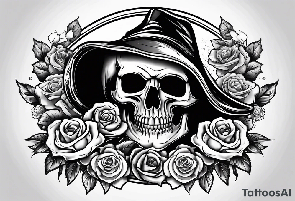 Reaper with roses and pocket watch tattoo idea