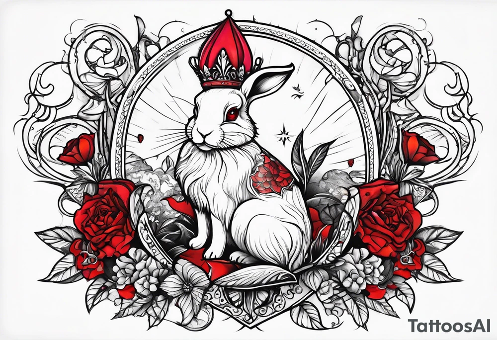 Red queen dead rabbit fairtale tattoo idea