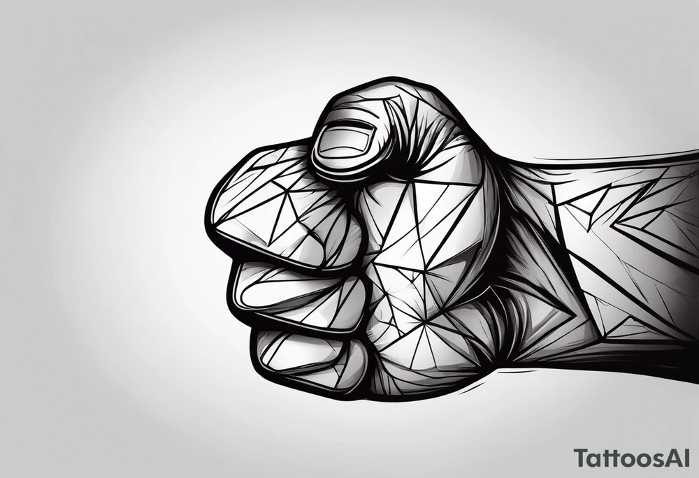A clenched fist on the back using negative space techniques tattoo idea A clenched fist on the back using negative space techniques tattoo idea