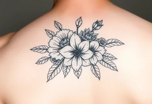 Bouquet of flower that represents the birth month flowers of February,April,July,August,September,October,November and December tattoo idea