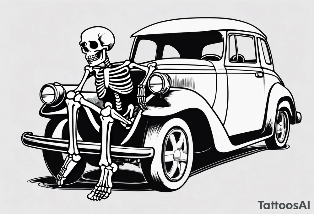 A skeleton sitting in a car drinking a beer tattoo idea A skeleton sitting in a car drinking a beer tattoo idea