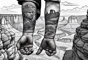 Forearm vertical, canyonlands national park, male hiker, female hiker tattoo idea