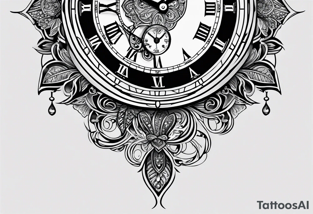Montre indiquant 10h 20 avec deux flèches qui traversent tattoo idea