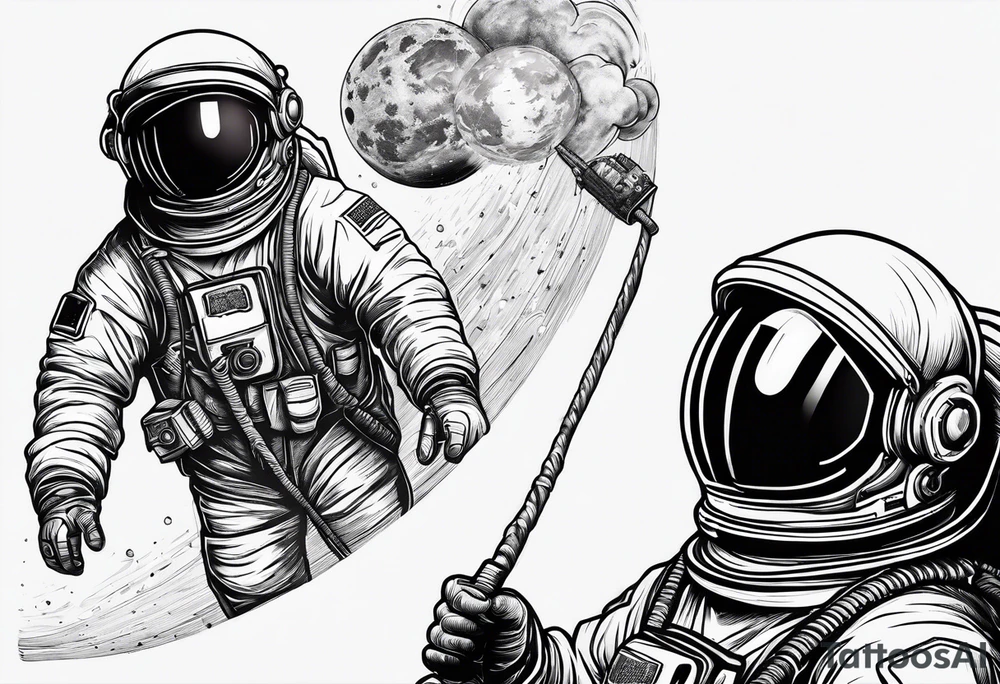 An astronaut holding a stick of dynamite tattoo idea