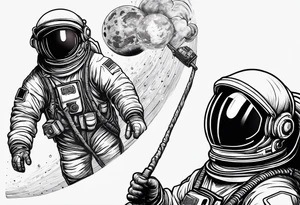 An astronaut holding a stick of dynamite tattoo idea