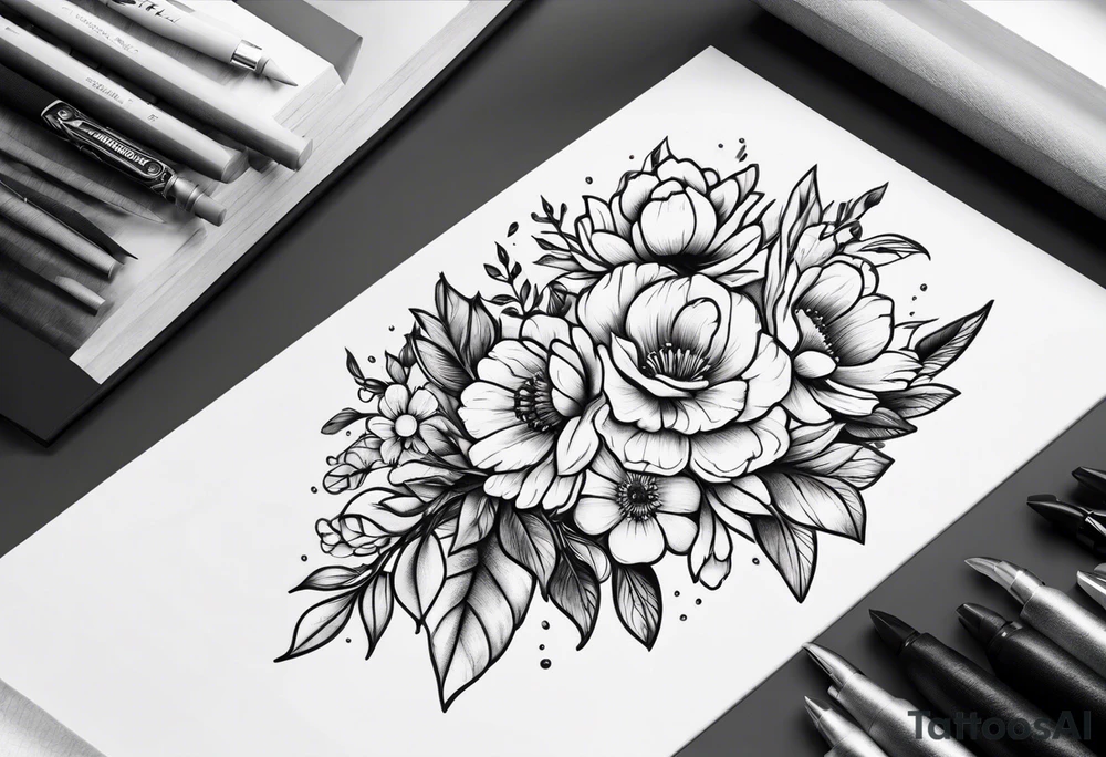 Small bunch of flowers tattoo idea