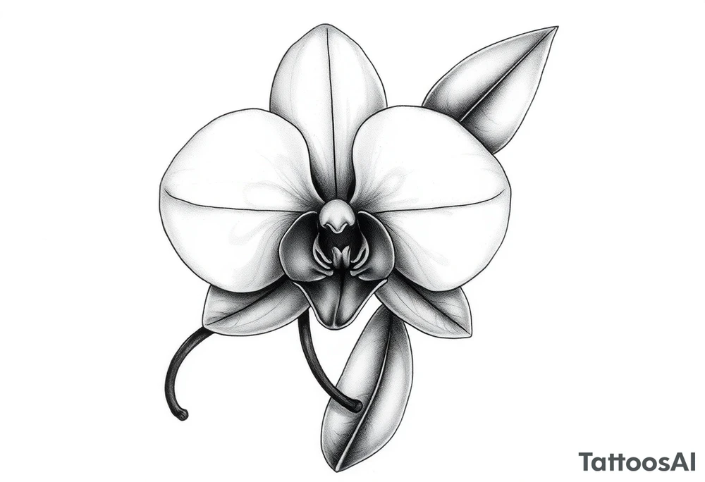 orchid with leavs tattoo idea