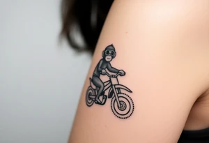 cheeky monkey on a dirt bike wearing goggles tattoo idea