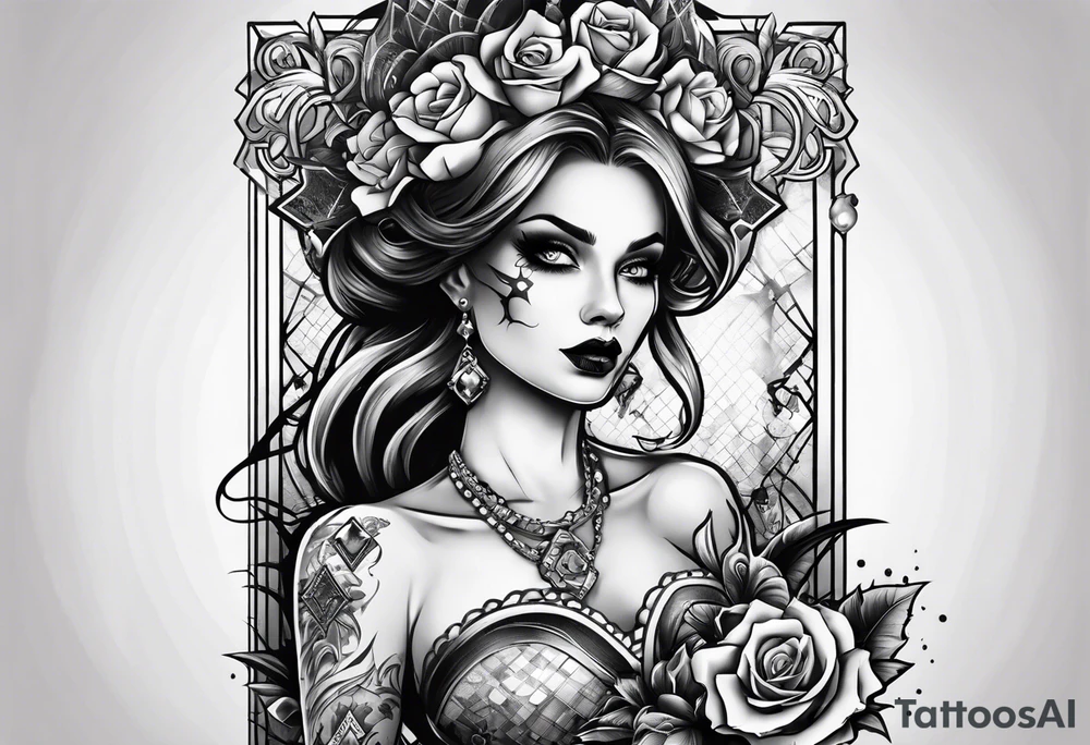 Zombie Queen of diamonds tattoo idea