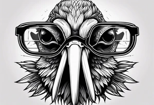 angry pelican wearing goggles tattoo idea