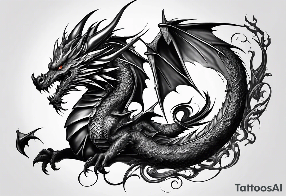 Dark rebelion xyz dragon back tattoo idea