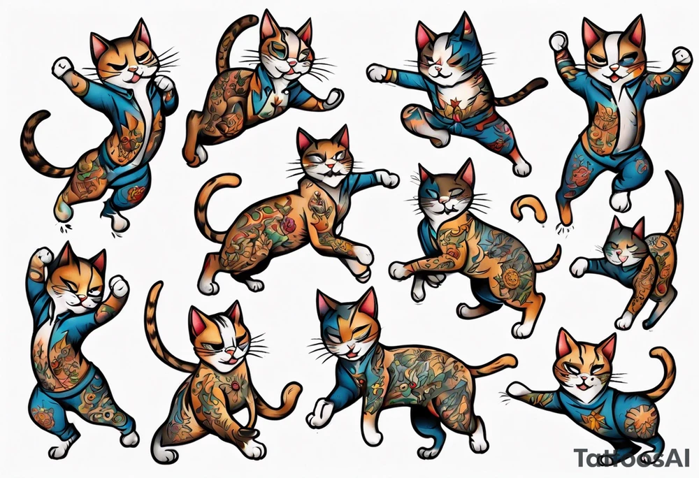 Dancing cat tattoo idea