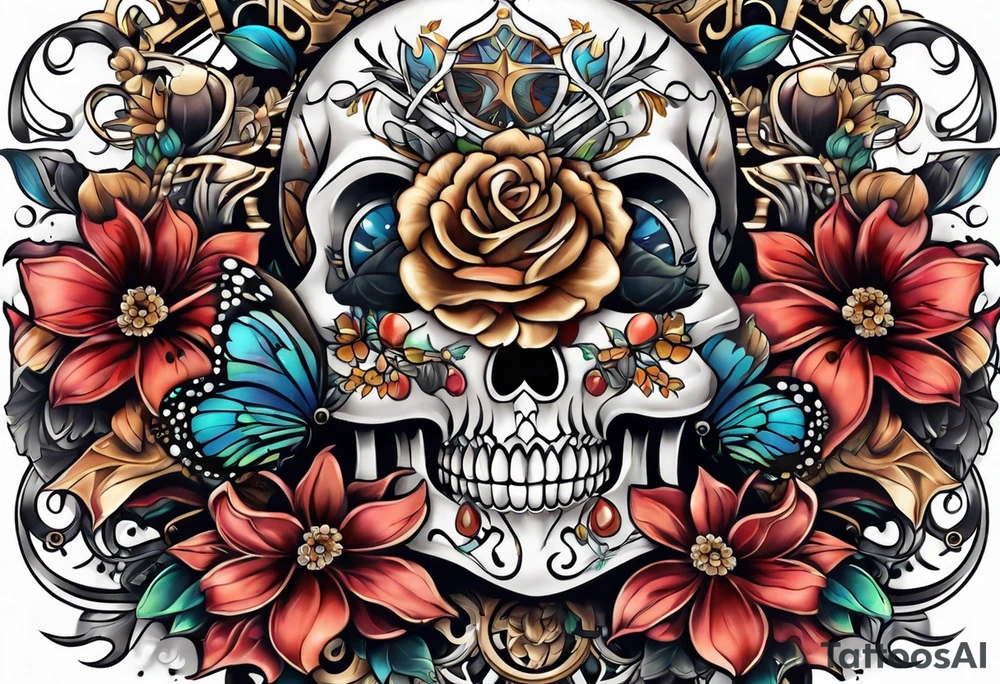 Flower chest piece tattoo idea