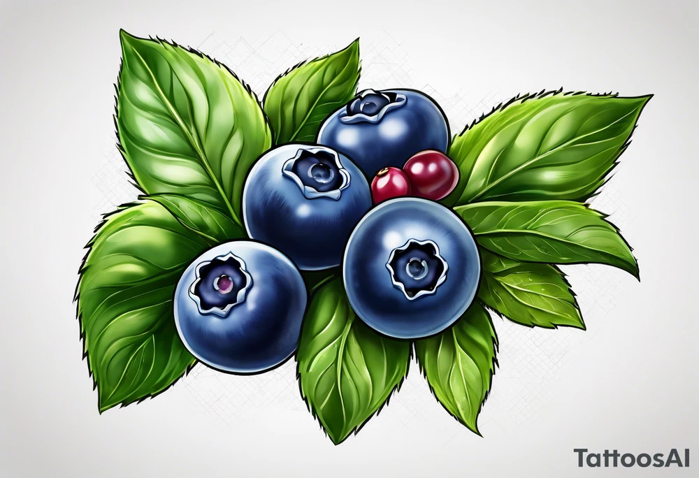 3 blueberries with a leaf tattoo idea