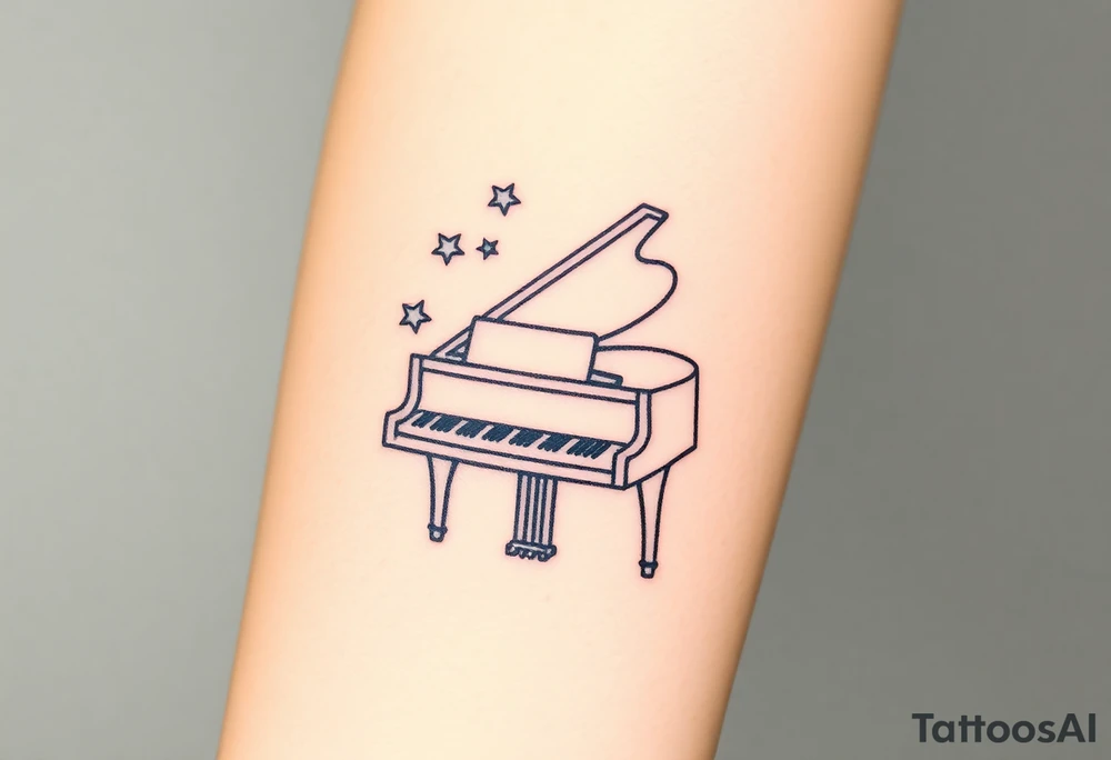 grand piano under the stars swirl treble bass cref tattoo idea