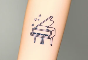 grand piano under the stars swirl treble bass cref tattoo idea