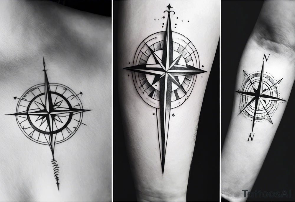Tattoo along spine Compass
Long north and south lines tattoo idea