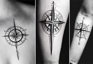 Tattoo along spine Compass 
Long north and south lines tattoo idea