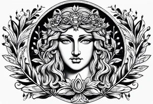 Full Greek with a laurel wreath in the middle tattoo idea