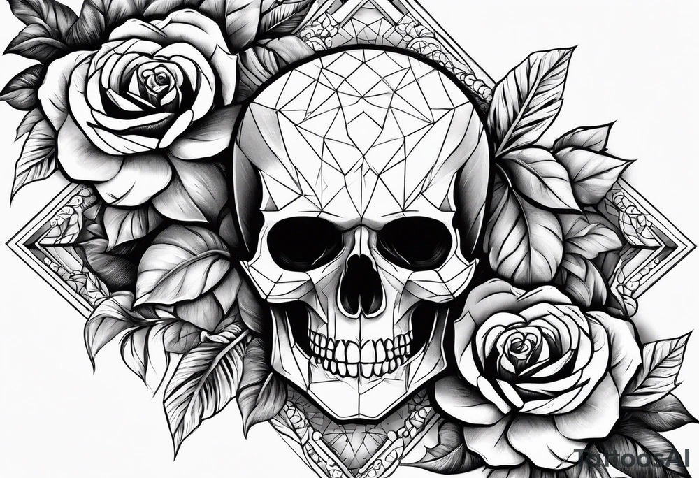 skull and roses tattoo idea