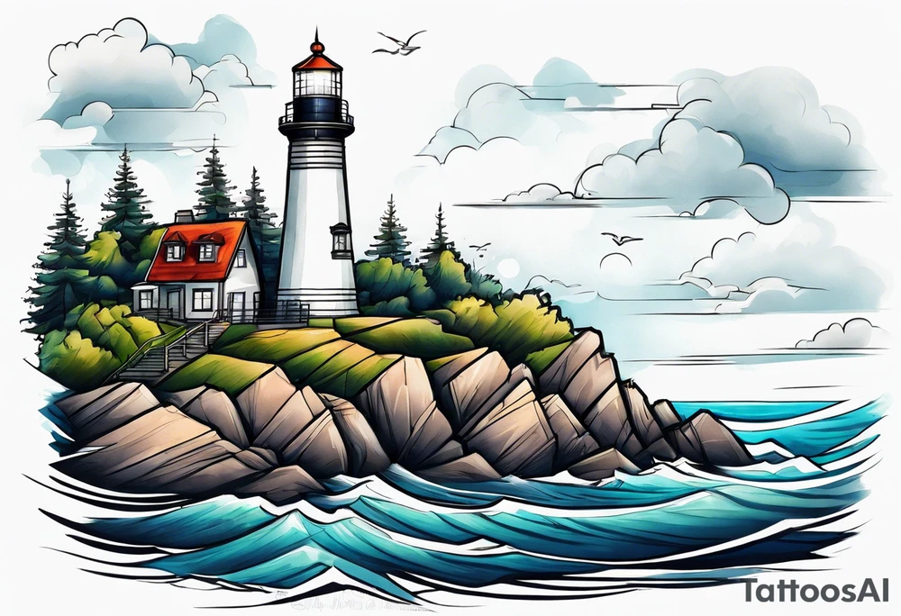 lighthouse a bit realist tattoo idea
