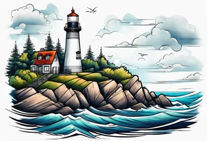 lighthouse a bit realist tattoo idea