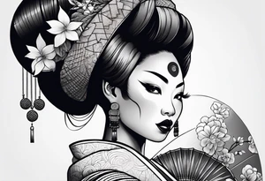 African geisha Japanese traditional style tattoo tattoo idea