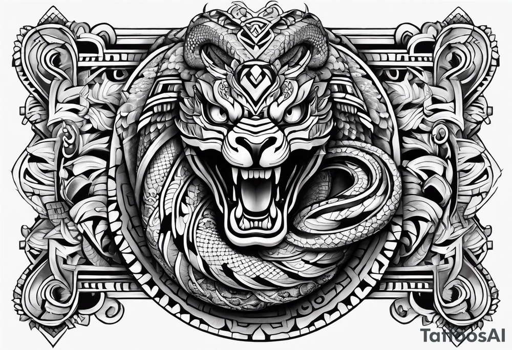 aztec snake sleeve tattoo idea
