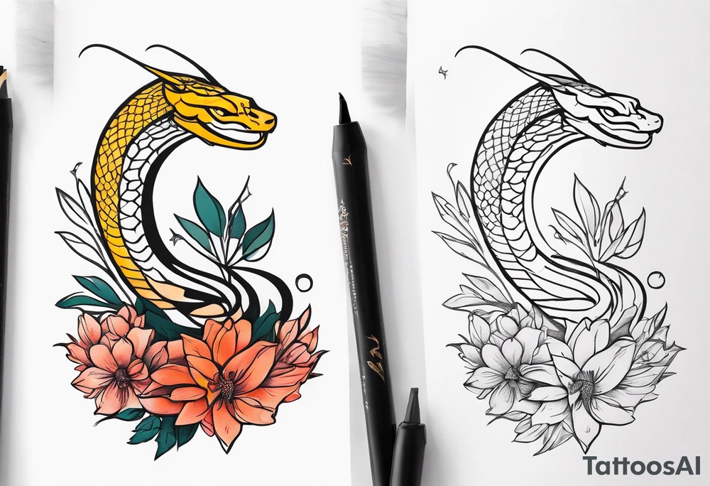 Cobra and flowers tattoo idea