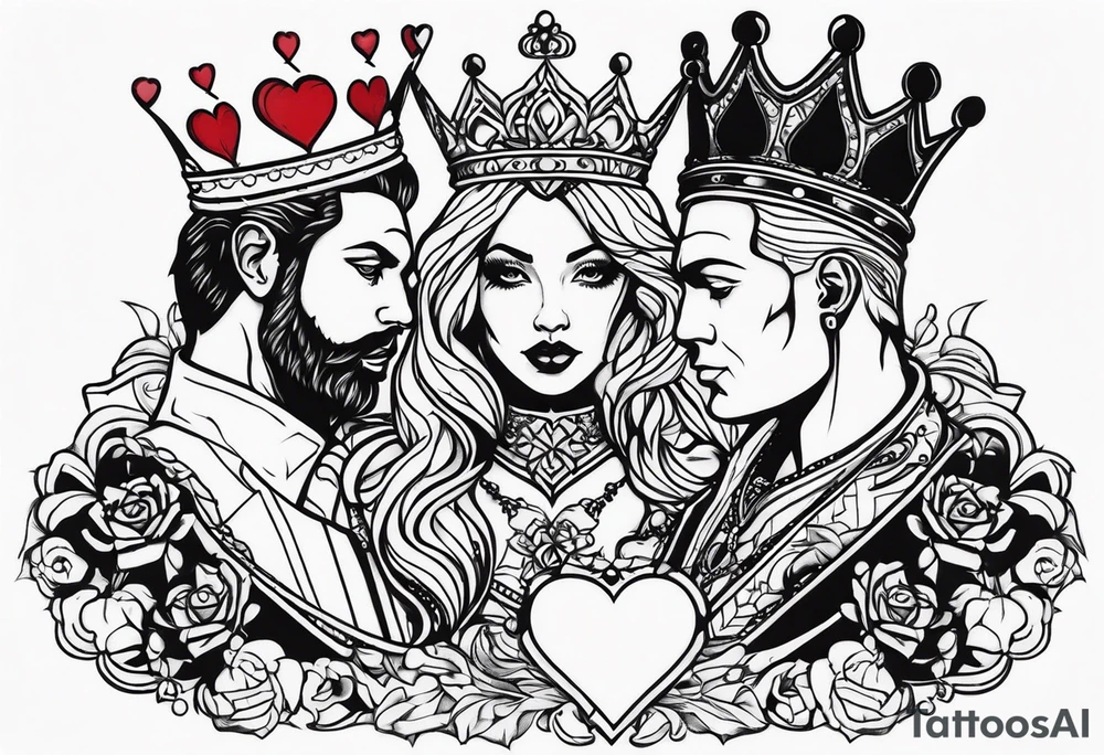 king and queen of hearts tattoo idea