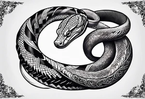 Black snake and white snake wrestling tattoo idea