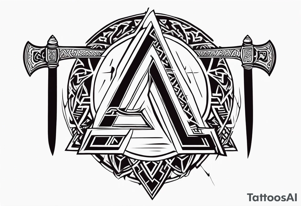 Valhalla 
 sword axe valknut tattoo idea