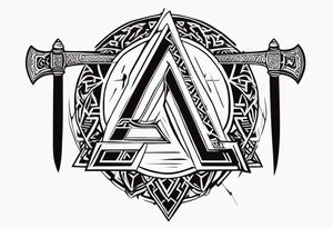 Valhalla 
 sword axe valknut tattoo idea