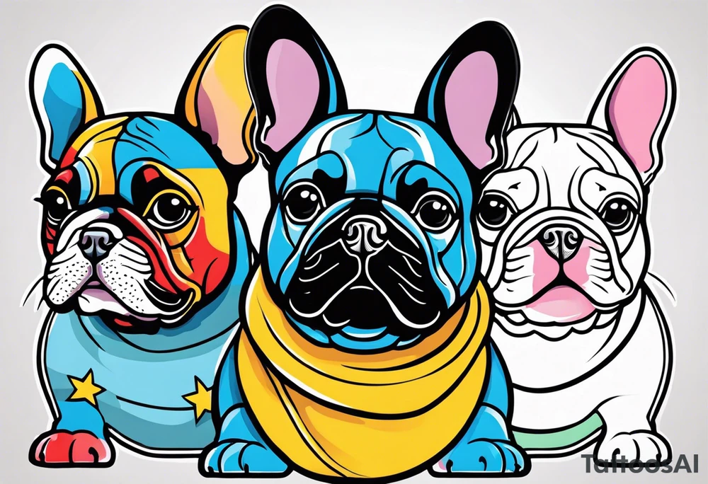 three French bulldogs tattoo idea