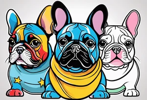 three French bulldogs tattoo idea