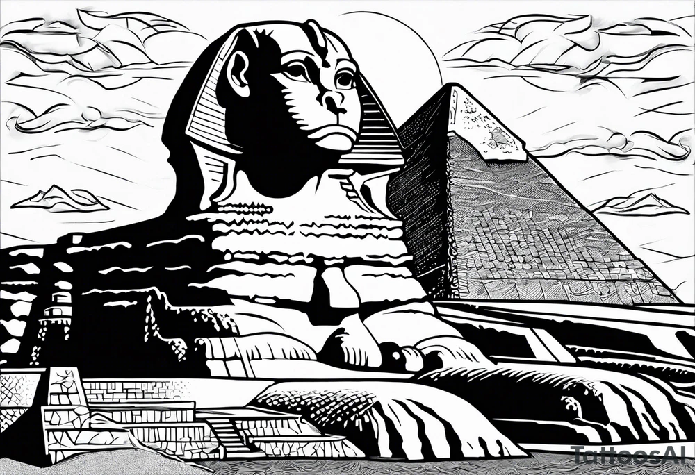 The Great Sphinx of Giza breaking the pyramids of Egypt tattoo idea