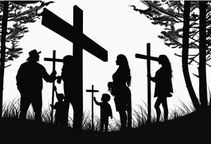 Pacific Northwest
Mexican American inspiration. Silhouette of Family of four. Add faith and God, Crosses tattoo idea