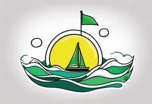 A lemon-Buoy with a green leaf-flag bobs on choppy waves tattoo idea