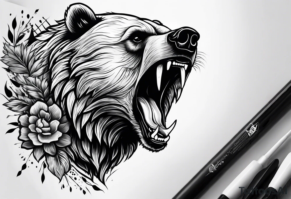 angry bear tattoo idea