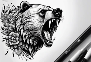 angry bear tattoo idea