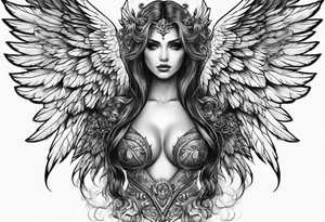 half angel half death wings open tattoo idea