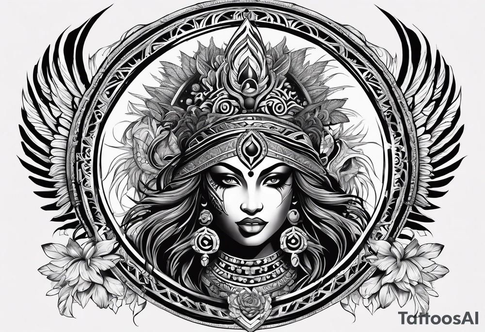 black kali, goddess pirate, alien, angel, pachamama, valkrye, warrior, flying, skull, lotus azul, wing, eagle, zenza resonance, stars, 5D, anahata chakra, death, durga, riding on a tiger, flying lady, kundalini, chest tatoo, samuri, rebel tattoo idea