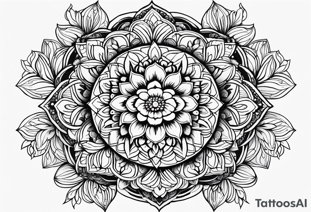 Mandala with freshia flowers tattoo idea